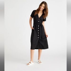 Quince European Linen Button Front Dress